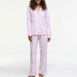 LoveShackFancy Pink and White Pajama Set